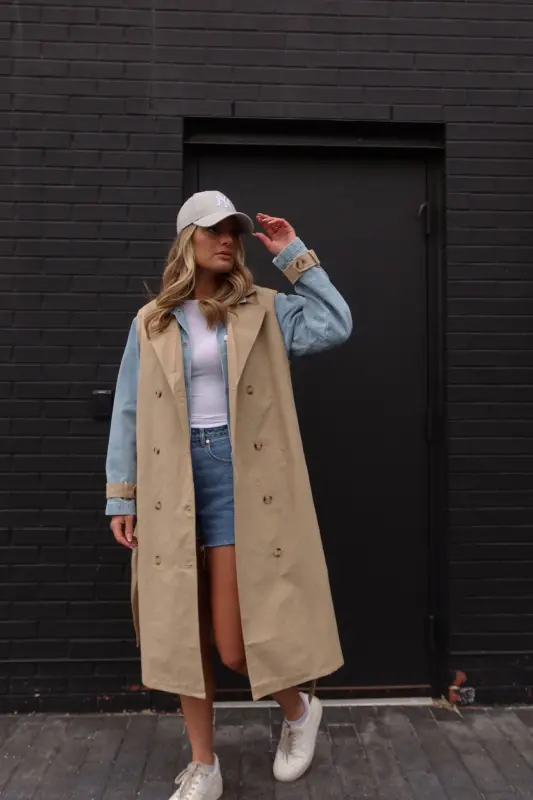 Paige Khaki Combo Trench Coat
